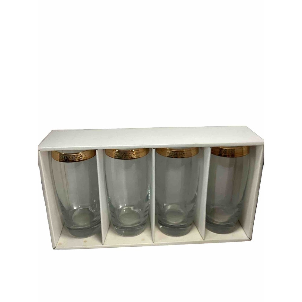 Imperial Crystal Collection Tumblers High Ball Glasses 24kt Gold Set of 4 - Picture 3 of 6